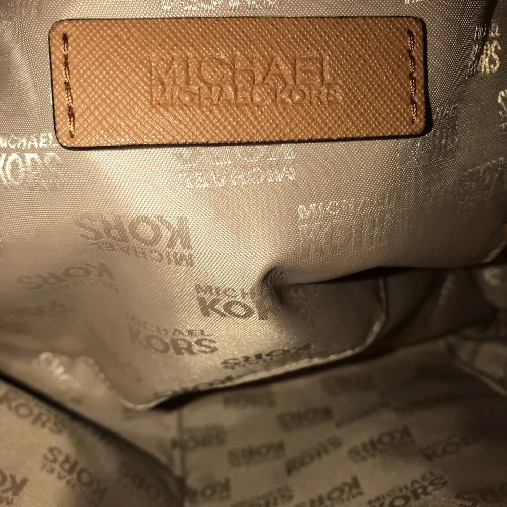 Michael Kors Brown Signature MK Logo Tote Bag with Gold Chain New without tags